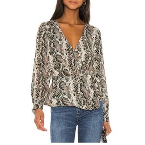 Cupcakes and Cashmere Jasper Wrap Blouse in Python Print Sz S